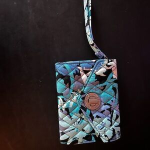 Vera Bradley Blue and Pink Quilted Wristlet